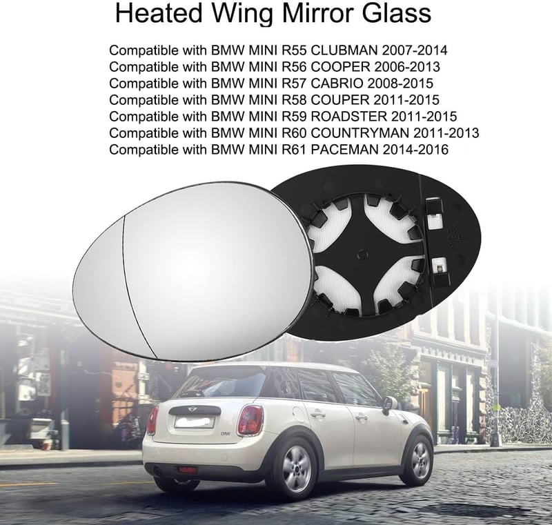 Ynzeyx Fűthető Tükör Üveg BMW Mini R55 R56 R57 R58 R59 R60 R61 Bal Oldali