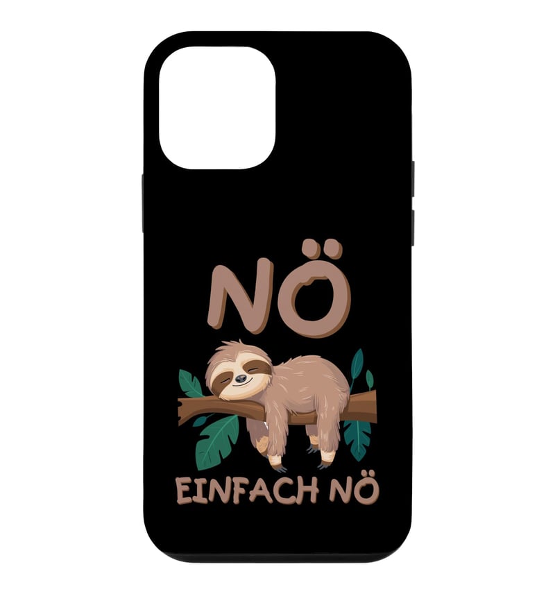YO! Husă pentru iPhone 12 Mini cu model drăguț de leneș și mesaj amuzant: Nö einfach Nö