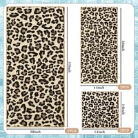 Yoande 6 részes fürdőszobai törülköző szett, barna leopárd és fekete, puha és nedvszívó - Brown Leopard Print and Black 3