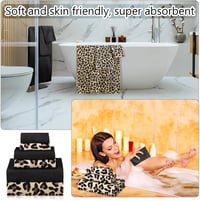 Yoande 6 részes fürdőszobai törülköző szett, barna leopárd és fekete, puha és nedvszívó - Brown Leopard Print and Black 6