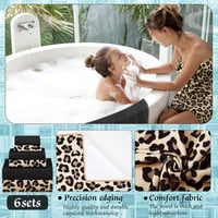 Yoande 6 részes fürdőszobai törülköző szett, barna leopárd és fekete, puha és nedvszívó - Brown Leopard Print and Black 4