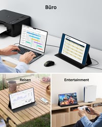 Monitor portabil Yodoit 15,6 inchi FHD 1920x1080 afișaj IPS cu USB-C, HDMI și difuzoare încorporate pentru PC, MacBook, Xbox, PS4, PS5, Switch, cu husă de protecție inclusă 8