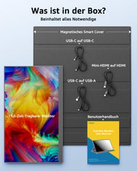 Monitor portabil Yodoit 15,6 inchi FHD 1920x1080 afișaj IPS cu USB-C, HDMI și difuzoare încorporate pentru PC, MacBook, Xbox, PS4, PS5, Switch, cu husă de protecție inclusă 7