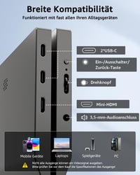 Monitor portabil Yodoit 15,6 inchi FHD 1920x1080 afișaj IPS cu USB-C, HDMI și difuzoare încorporate pentru PC, MacBook, Xbox, PS4, PS5, Switch, cu husă de protecție inclusă 4