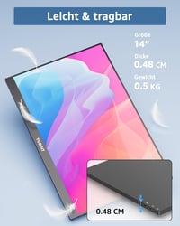 Yodoit Hordozható 14" FHD IPS Monitor - 1920×1080 Felbontás, USB-C, Beépített Hangszórók, PC, Laptop, MacBook, Xbox, PS, Switch Kompatibilis 2