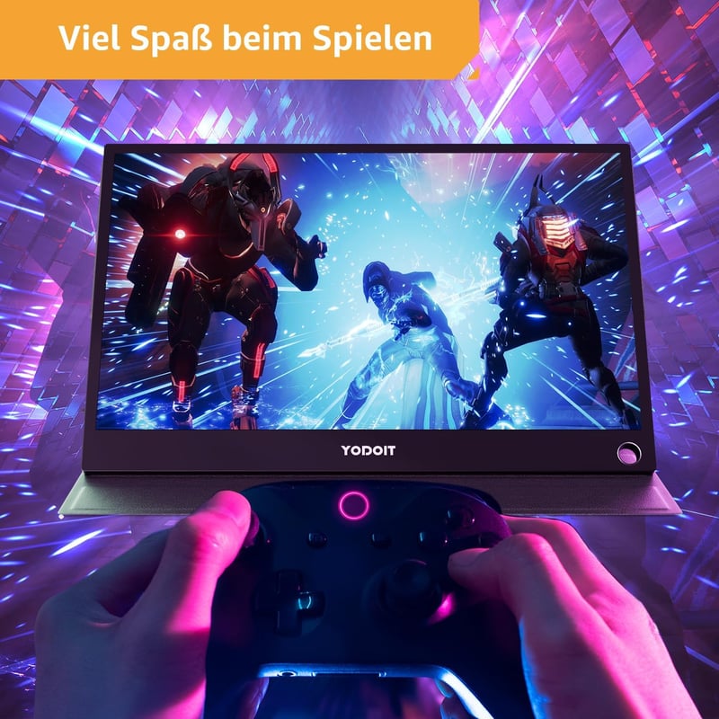 Yodoit Hordozható 14" FHD IPS Monitor - 1920×1080 Felbontás, USB-C, Beépített Hangszórók, PC, Laptop, MacBook, Xbox, PS, Switch Kompatibilis
