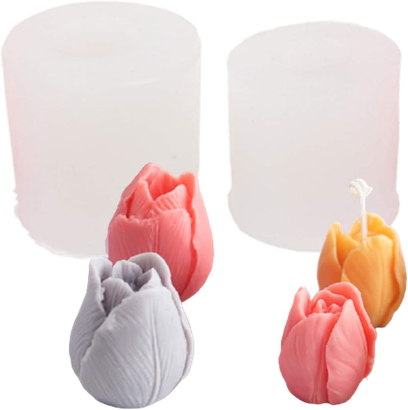 YODOOLTLY 3D Tulipán Szilikon Forma 2db - Gyertya, Szappan, Fondant Díszítéshez