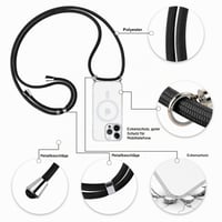 Yoedge Puzdro pre iPhone 16 Pro Max s remienkom na krk, kompatibilné s MagSafe, priehľadné tenké silikónové TPU nárazuvzdorné ochranné puzdro so šnúrkou, 6,9-palcové, čierne 6
