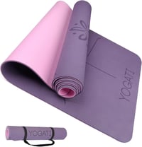 YOGATI Jógaszőnyeg Csúszásmentes Lila Hordozószíjjal Vezetővonalakkal Tornaszőnyeg Fitnesz Edzőszőnyeg 183x61cm 1