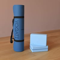 YOGATI Jógaszőnyeg Kék Csúszásmentes Hordozópánttal, Vezetővonalakkal Fitness Tornaszőnyeg Edzéshez Jógához 183x61cm 6