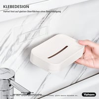 YOHOM 2 ks samolepiace mydelničky s odkvapkávačom, biele, nástenný držiak na hubky do kúpeľne a kuchyne bez vŕtania, 14,5x8,9 cm 2