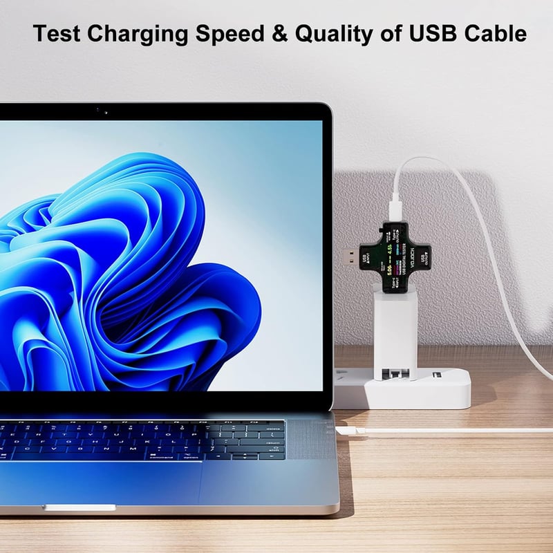 YOJOCK 2-in-1 USB Tester - Digitális Multiméter Feszültség, Áramerősség és Teljesítmény Mérésére - Hordozható USB C Mérőműszer