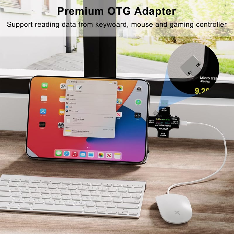 YOJOCK 2-in-1 USB Tester - Digitális Multiméter Feszültség, Áramerősség és Teljesítmény Mérésére - Hordozható USB C Mérőműszer
