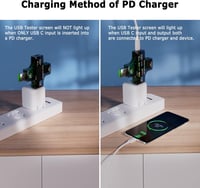 YOJOCK 2-in-1 USB Tester - Digitális Multiméter Feszültség, Áramerősség és Teljesítmény Mérésére - Hordozható USB C Mérőműszer 5