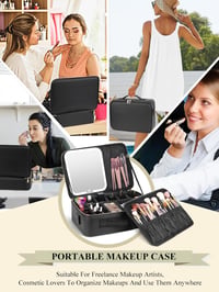 Yokilly Nagy Kozmetikai Táska LED Tükörrel - Vízálló Smink Szervező Táska Világítással - Professzionális Makeup Tárolódoboz Fekete 7