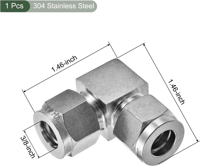YOKIVE 90 fokos kompressziós könyök csatlakozó 3/8" dupla ferrulás csatornához