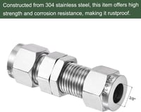 YOKIVE Compression Csatlakozó 3/8" Rozsdamentes Acél Csőadapter 3