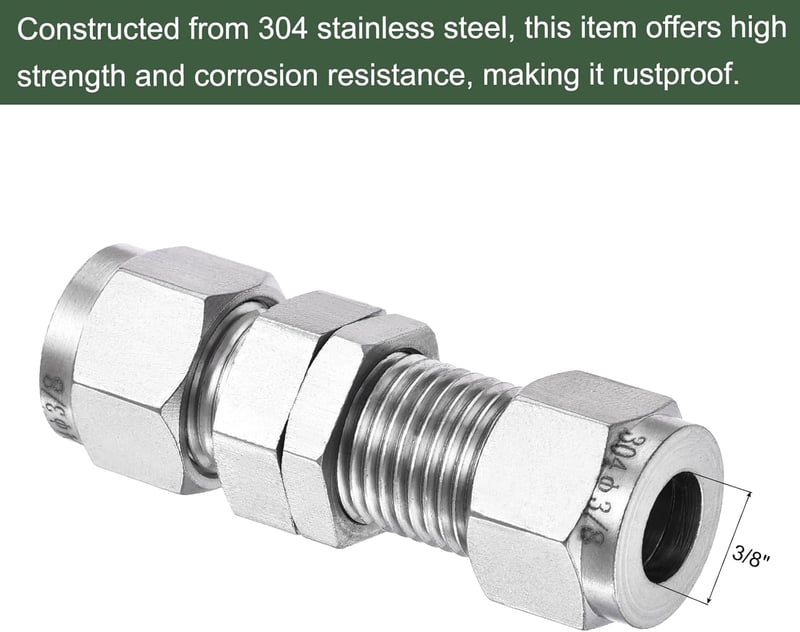 YOKIVE Compression Csatlakozó 3/8" Rozsdamentes Acél Csőadapter