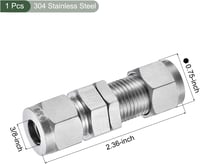 YOKIVE Compression Csatlakozó 3/8" Rozsdamentes Acél Csőadapter 2