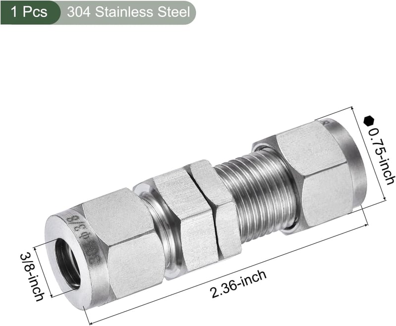 YOKIVE Compression Csatlakozó 3/8" Rozsdamentes Acél Csőadapter