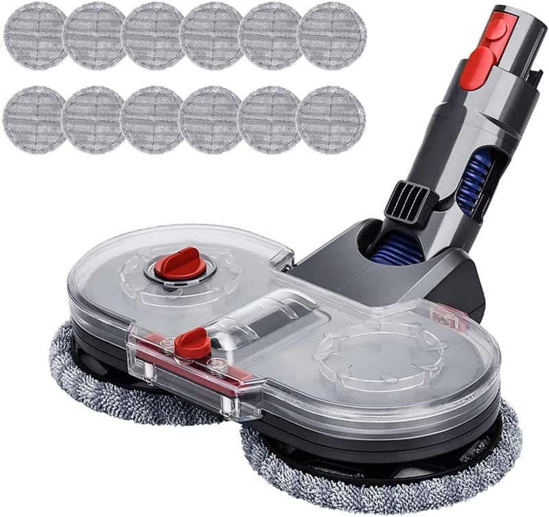 Yolando Elektromos Felmosófej Dyson V7 V8 V10 V11 V15 Porszívókhoz - Víztartályos Padlótisztító Kiegészítő 12 Mosható Mopfejjel Kemény Padló