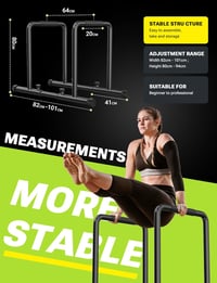 YOLEO Állítható Dip Bar 500kg Terhelhetőség Hordozható Edzésrúd Testnyomás Gyakorlatokhoz 7
