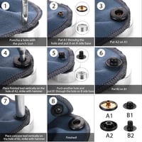 Yolev 12 szett nyomógomb készlet fogóval, 15 mm bőr nyomógomb, 4 szerelőeszköz, fekete 2
