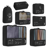 Set de 7 Organizatoare pentru Bagaje Yomisee, Cuburi de Depozitare pentru Călătorii, Genți pentru Haine, Negru 8