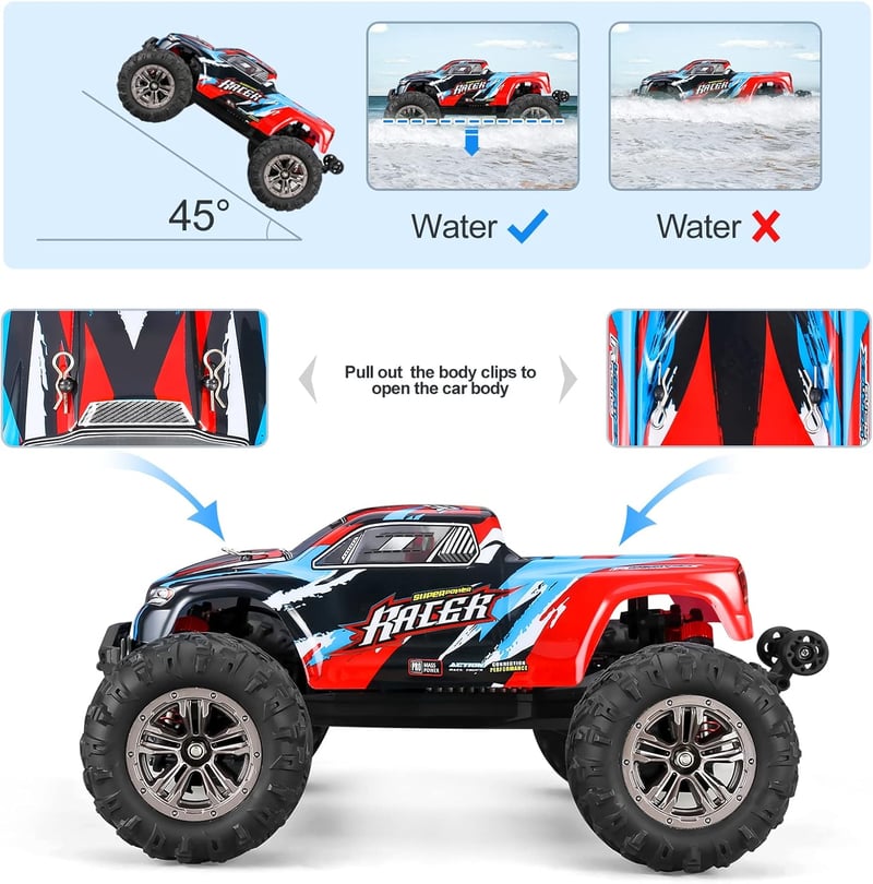 YONCHER YC250 62km/h 4WD RC Monster Truck Brushless Távirányítós Autó 2 Akkumulátor