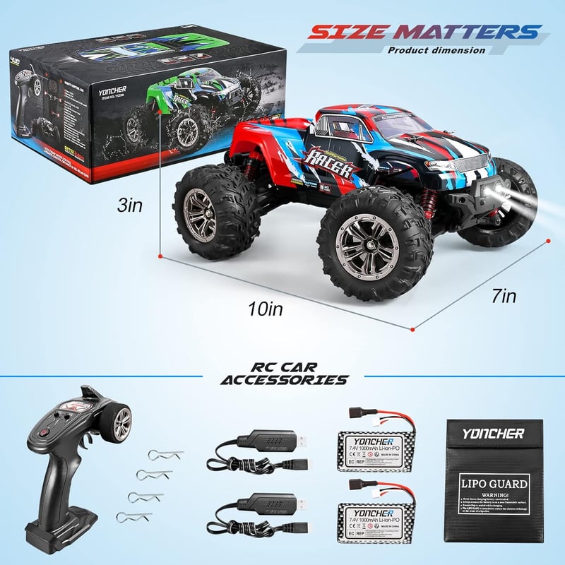 YONCHER YC250 62km/h 4WD RC Monster Truck Brushless Távirányítós Autó 2 Akkumulátor
