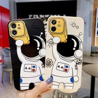 Puzdro Yonds Queen pre iPhone 16 Pro Max, roztomilý kreslený dizajn vesmírneho astronauta, čierny teleskop, mäkký TPU nárazuvzdorný protišmykový ochranný kryt 5