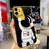 Puzdro Yonds Queen pre iPhone 16 Pro Max, roztomilý kreslený dizajn vesmírneho astronauta, čierny teleskop, mäkký TPU nárazuvzdorný protišmykový ochranný kryt 3