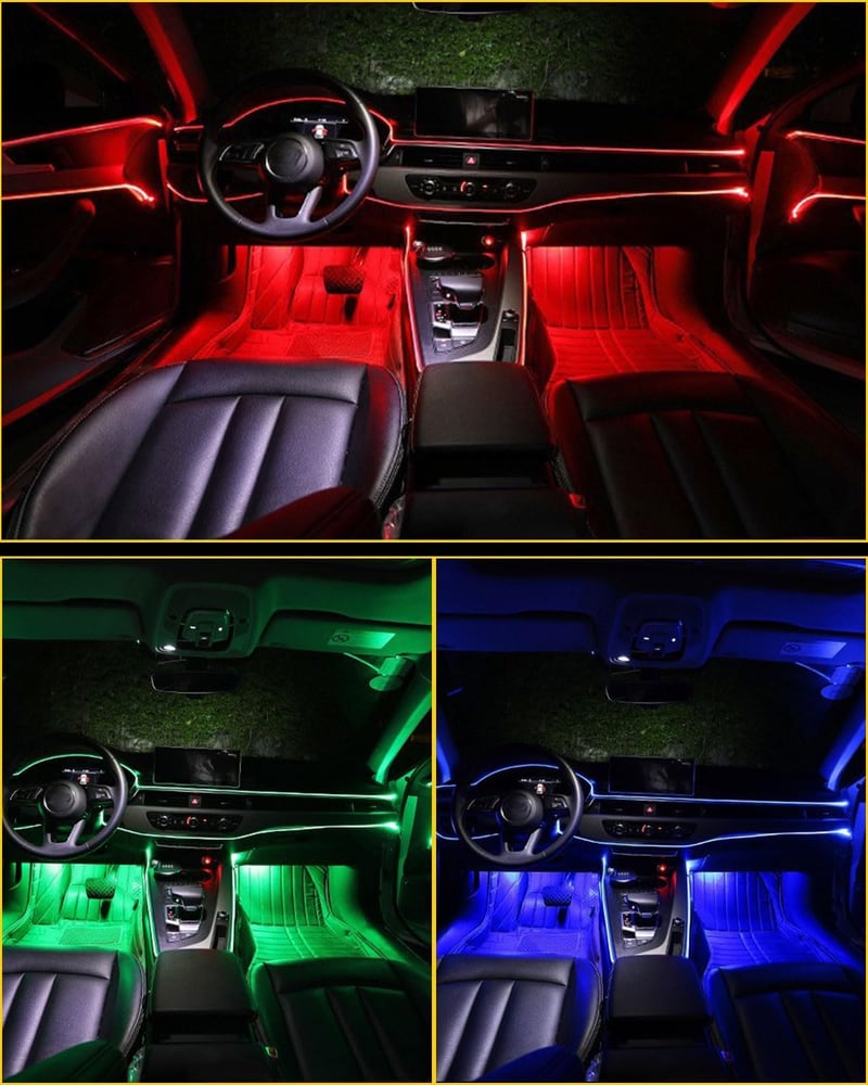 YONGMING 5M LED szalag autóhoz 7 szín neon belső világítás légkör dekoráció