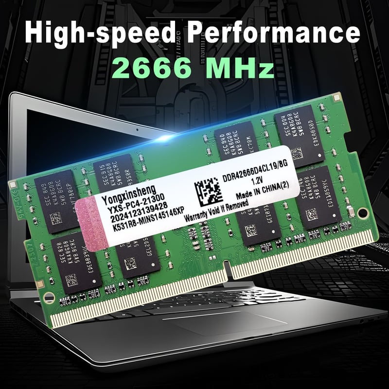 Yongxinsheng DDR4 2666MHz 8GB Laptop RAM SODIMM Memória Modul - 8 GB, Green, 2666 MHz