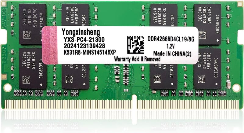 Yongxinsheng DDR4 2666MHz 8GB Laptop RAM SODIMM Memória Modul - 8 GB, Green, 2666 MHz