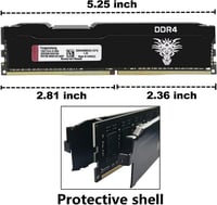 Yongxinsheng DDR4 64GB (4x16GB) Asztali Memória Kit 2666MHz PC4-21300 UDIMM RAM - Fekete, 1.2V, CL19, Számítógép Memória Bővítő Modul 6
