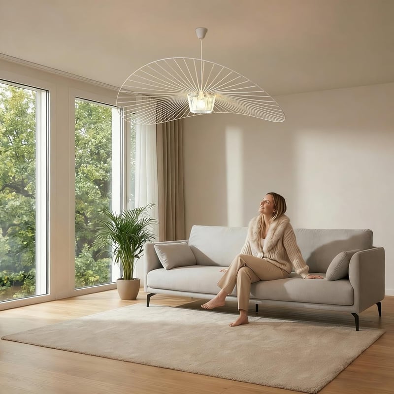 YONIISEA E27 Vintage Függőlámpa Nordik Stílusú Állítható Magasságú Fehér 80cm