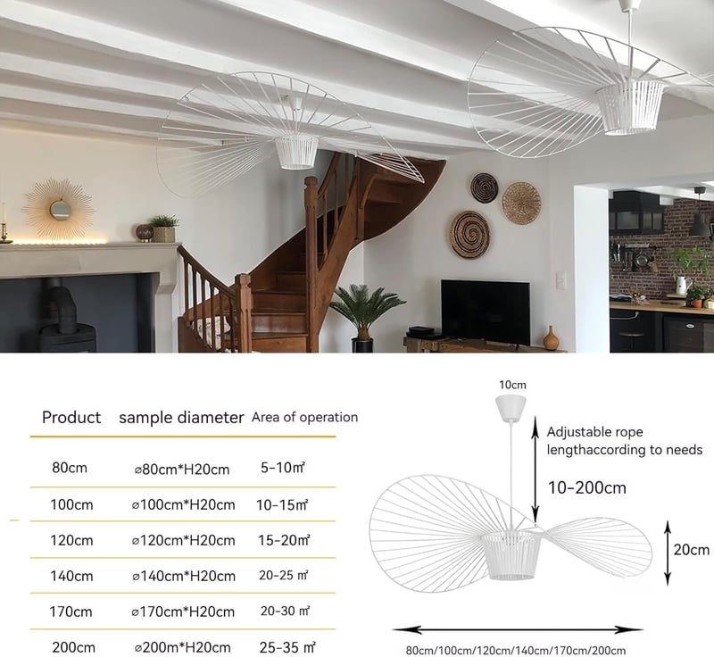 YONIISEA E27 Vintage Függőlámpa Nordik Stílusú Állítható Magasságú Fehér 80cm
