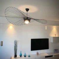 Závesné svietidlo YONIISEA Vertigo 120 cm čierne, E27 retro luster do obývačky, reštaurácie a baru, dizajn klobúka zo sklených vlákien, max. 40 W 1