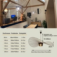 Závesné svietidlo YONIISEA Vertigo 120 cm čierne, E27 retro luster do obývačky, reštaurácie a baru, dizajn klobúka zo sklených vlákien, max. 40 W 6