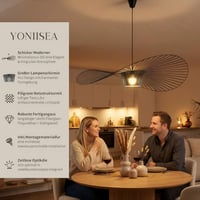 Závesné svietidlo YONIISEA Vertigo 120 cm čierne, E27 retro luster do obývačky, reštaurácie a baru, dizajn klobúka zo sklených vlákien, max. 40 W 2