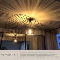 Závesné svietidlo YONIISEA Vertigo 120 cm čierne, E27 retro luster do obývačky, reštaurácie a baru, dizajn klobúka zo sklených vlákien, max. 40 W 8
