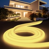 YOODI Neon LED traka toplo bijela 2 m, IP65 vodootporna vanjska LED svjetlosna cijev, savitljiva okrugla cijev, 230V, za vrt, sobu, zabavu, adapter za napajanje 1