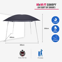 Yoonzee 3x3m Pop-Up Pavilon Vízálló Szürke Könnyű Hordozható Kerti Sátor 3