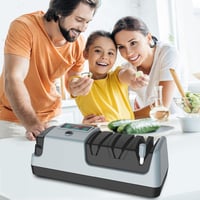 YOORLEAY 5 az 1-ben elektromos késélező és ollóélező, 3 fokozat - szürke 2
