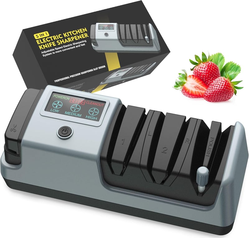 YOORLEAY 5 az 1-ben elektromos késélező és ollóélező, 3 fokozat - szürke