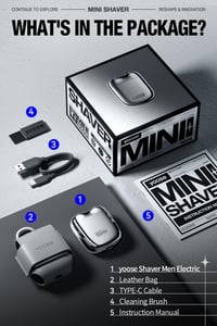 yoose Hordozható Elektromos Borotva Férfiaknak, Mágneses Fej, IPX7 Vízálló, USB-C Töltés, Ezüst 7