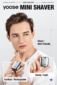 yoose Hordozható Elektromos Borotva Férfiaknak, Mágneses Fej, IPX7 Vízálló, USB-C Töltés, Ezüst 2