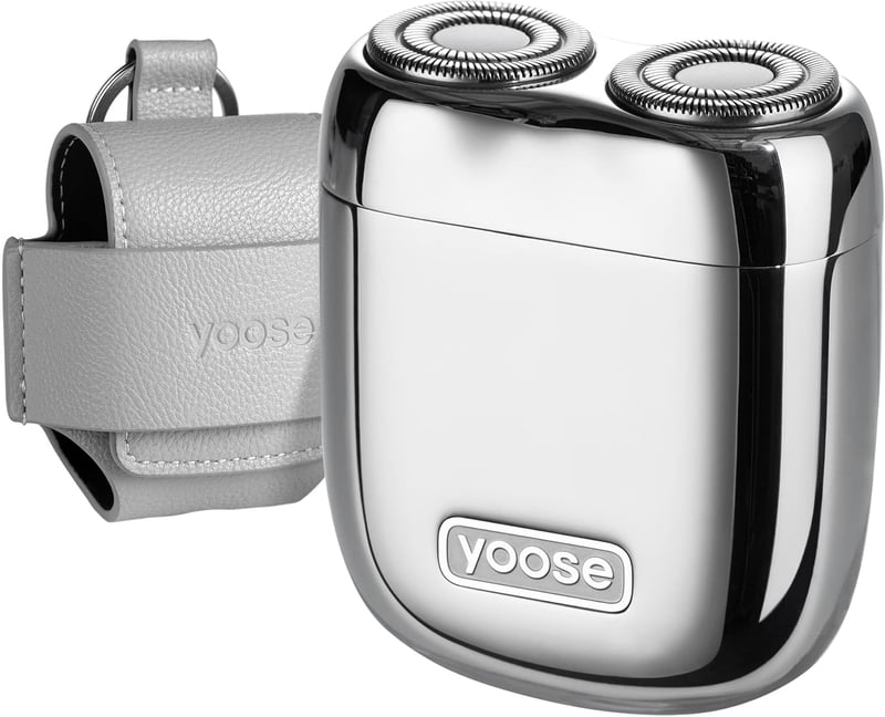 yoose Hordozható Elektromos Borotva Férfiaknak, Mágneses Fej, IPX7 Vízálló, USB-C Töltés, Ezüst