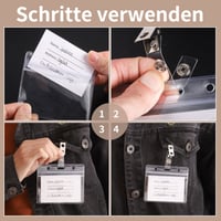 Yoosso Set 100 bucăți suport pentru legitimații cu clips, transparent, orizontal, 9 x 8,5 cm, port-card cu clips pentru ecusoane 3